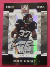 CEDRIC PEERMAN, 2009 DONRUSS ELITE #118, ROOKIE AUTO CARD 194/499. rookie card picture
