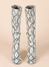 Amazon Essentials Tall-Heel Long Knee High Boots Snake Size 7.5 wide calf NEW