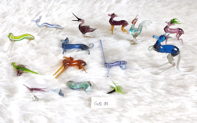 Vintage Beautiful Hand Blown Multi Color Glass Animal Figures