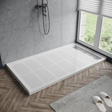 ELEGANT 48'' x 32'' x 4'' Rectangle Shower Base Pan Right Drain Single Threshold