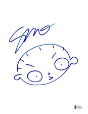 SETH MACFARLANE HAND DRAWN SIGNED FAMILY GUY STEWIE SKETCH PROOF BECKETT BAS COA