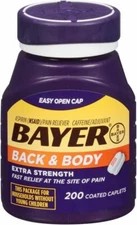 Bayer Back & Body Extra Strength Pain Reliever with Caffeine - 200 Tablets