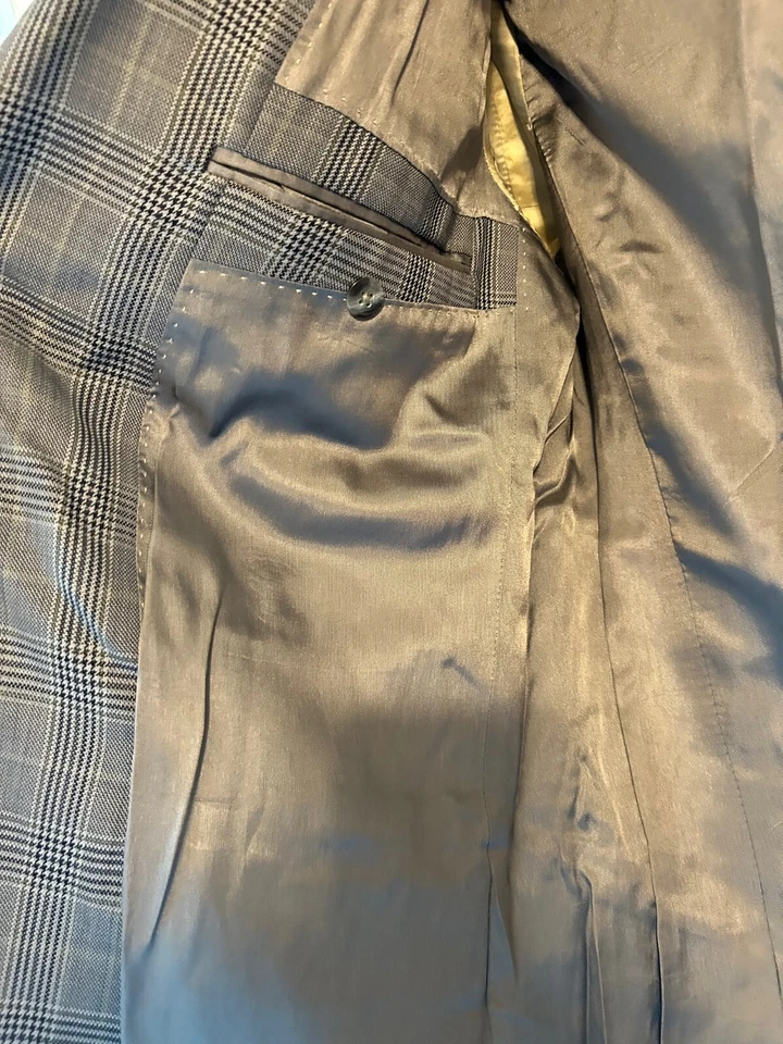 Austin Reed Men Gray Glen Check Wool Blend Sport Coat Blazer Jacket 42XL - Image 4 of 4