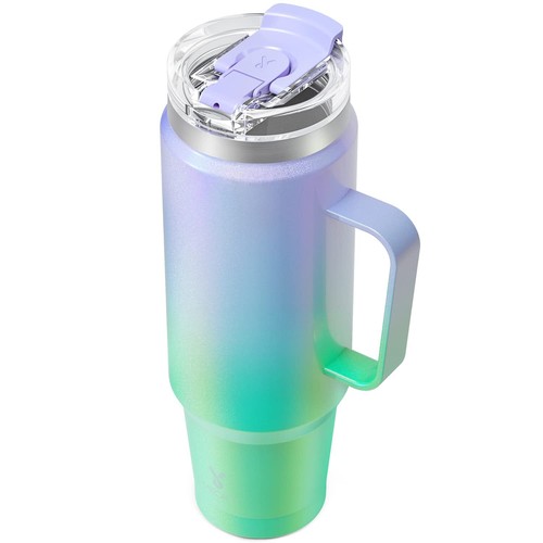 40oz Tumbler with Handle Stainless Steel Travel Mug with 2-in-1 Straw and Sip...
