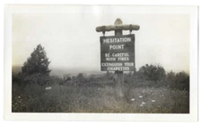 Vintage Hesitation Point Sign Indiana Hiking Mountains Flowers Cigarette Photo