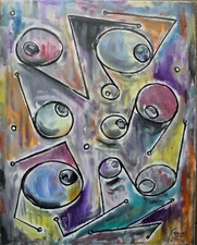 THE EXPRESS LANE abstract art BIG 16x20 oil Painting original signed Crowell 