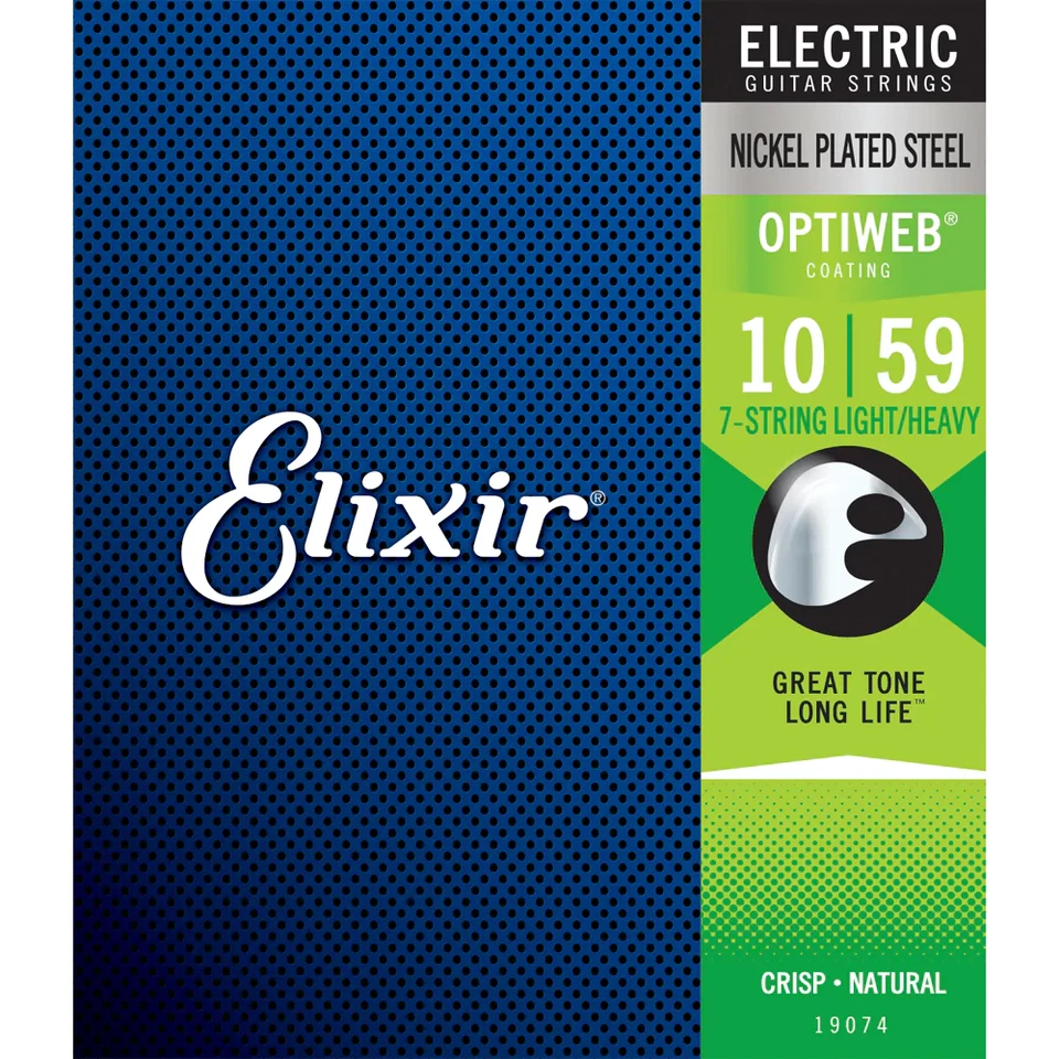 6 Sets! Elixir OPTIWEB Nickel 7-String Electric — 19074 Light/Heavy .010-.059 - Image 3 of 4