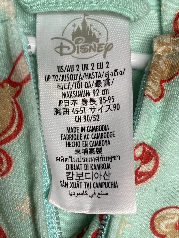 Disney Mickey Holiday Christmas Treats Hooded Romper Pajamas One Piece Size 2 - Image 2 of 4