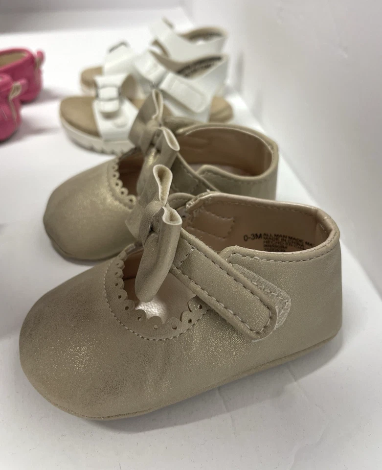 Lote de 4 Zapatos de Cuna Infantil Niña Bebé Niña Talla 2 - Azul Marino Antiguo - Primeros Pasos - TCP Foto 4 de 4