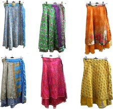 Wholesale 5 pc Lot Indian Silk Long Skirts Women Wrap Bohemian boho Gypsy Hippie