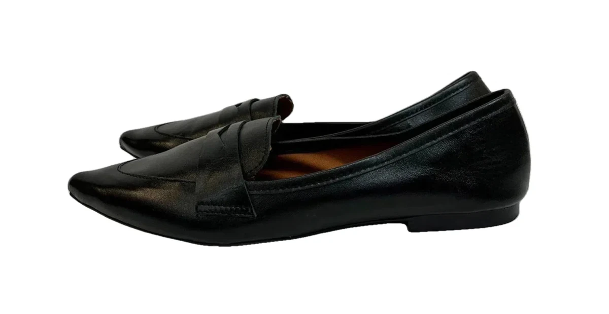 Flat black cheap pointy shoes