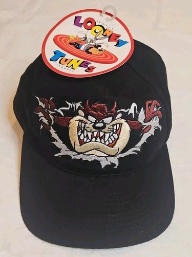 NWTS Vintage Looney Tunes Hat Cap Snapback Black Taz 1995 WARNER BROS.
