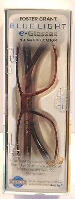 GENUINE FOSTER GRANT  Blue Light E.Glasses No Magnification Blue Light Filter