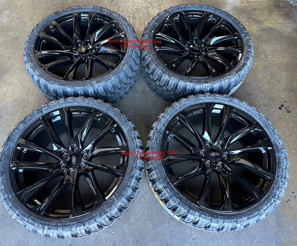 24” FR98 BLACK WHEELS Ford F150 Expedition Bronco 6X135 and 33” Mud MT Tires - Image 3 of 4