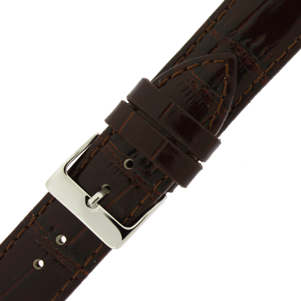 Crocodile Grain Brown Watch Band with Easy Change Springs 12mm - 20mm