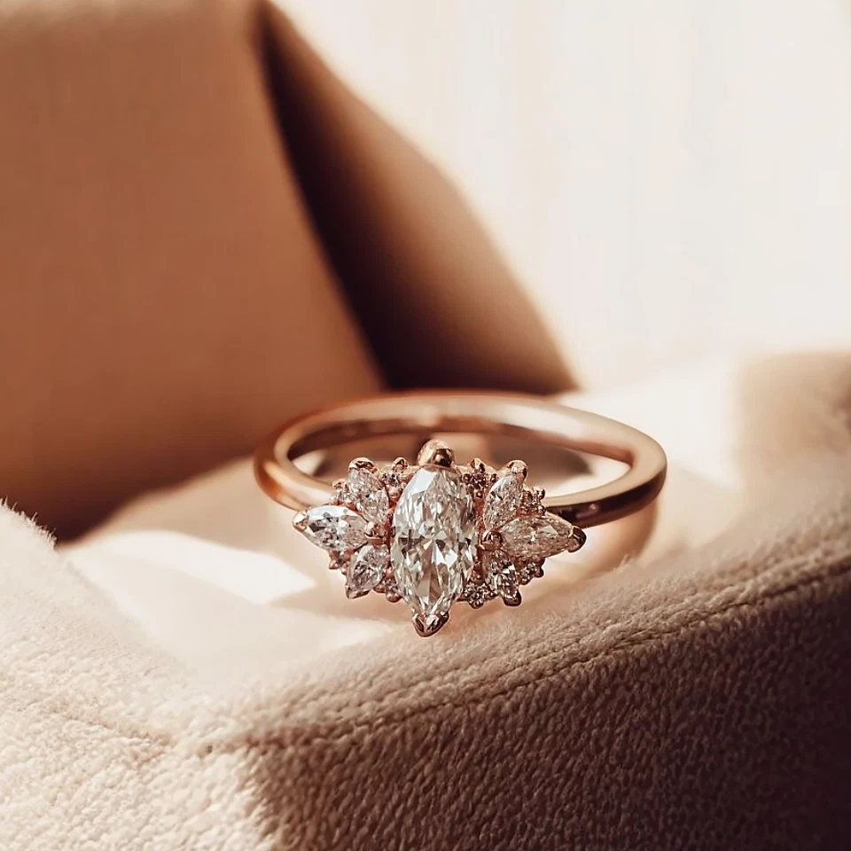 Marquise Cut Diamond Ring 14k Yellow Gold Lab Grown 1.50 Carat IGI Certified - Image 3 of 4