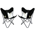 54HS Genuine Leather Butterfly Chair Folding Lounge Modern Sling Accent Seat