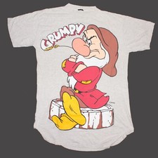 Snow White Grumpy Dwarf Vintage Sleep Shirt size OS Men  s XL Gray