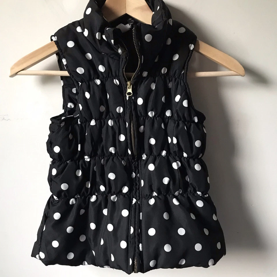 Circo Polka Dot Black & White Puffer Vest Outdoor School Warm Kids Girl size S - Image 2 of 4
