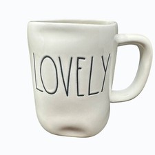 Rae Dunn LOVELY Mug Large Coffee Cup Ceramic Magenta LL Farmhouse Gift White 1