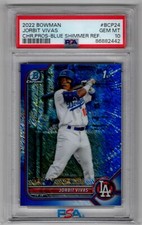 2022 Bowman Chrome Prospects Purple Shimmer Refractor Jorbit Vivas 001/150 PSA