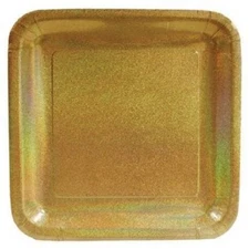 24 Pieces Creative Converting Glitz Gold 7" Square Prismatic Dessert Plates 