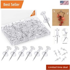 200 Pcs Push Pins Tacks, Thumb Tacks for Wall, Clear Plastic Head, Steel Point,
