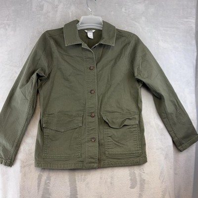 Duluth Trading Co Coat Mens Small Green Canvas Work Chore Barn Utility Field