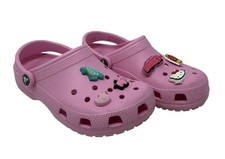 Crocs Unisex Clogs Pink Waterpoof Slip-on M4 W6 With Jibbitz Barbie Hello Kitty