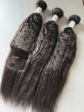 100 Virgin Human Hair kinky straight Extensions- 3 Bundle deal- 18 18 18