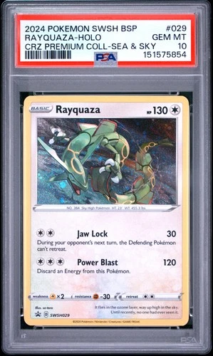 2024 POKEMON PROMO CROWN ZENITH PREMIUM COLLECTION #029 RAYQUAZA-HOLO PSA 10