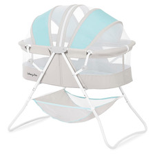 Portable Baby Bassinet w/ Canopy Lightweight Foldable Crib w/ Storage Mattress