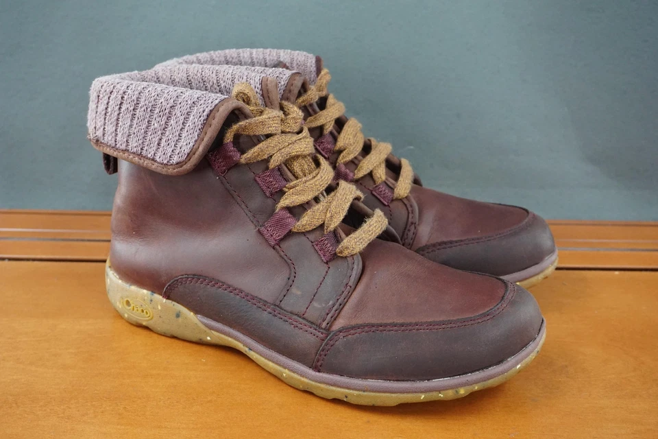 Chaco Zapatos Mujer Talla 7.5 Marrón Cuero Botines Tejido Puño Cómodo Informal Foto 3 de 4