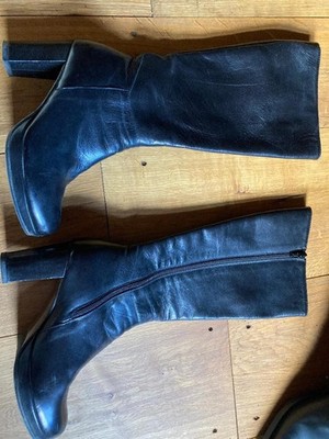 Calpierre Stiefel Plataue Schwarz Leder hoher NP Gr. 36,5