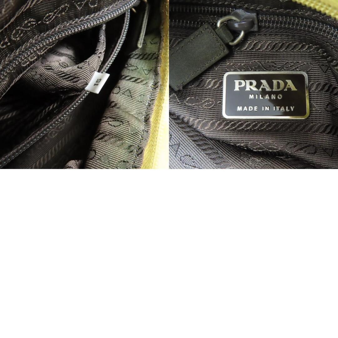 PRADA triangle logo shoulder bag tote bag nylon yellow women s Used thumbnail 10