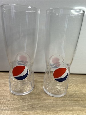 2x Pepsi Cola farbig geprägtes Logo Glas 16oz 460ml Longdrinkbecher