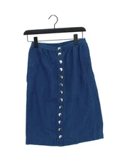 A.P.C. Women's Midi Skirt W 26 in Blue Cotton with Linen Midi A-Line