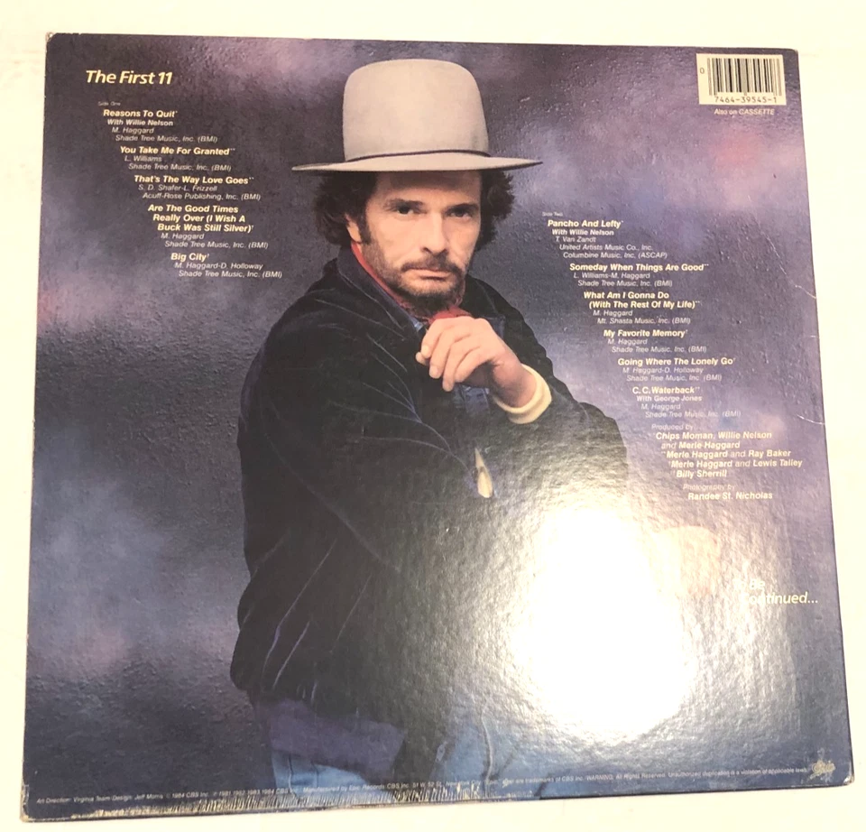 Merle Haggard His Epic Hits The First 11 To Be Continued Lp Willie Nelson  Nm - Image 2 of 4