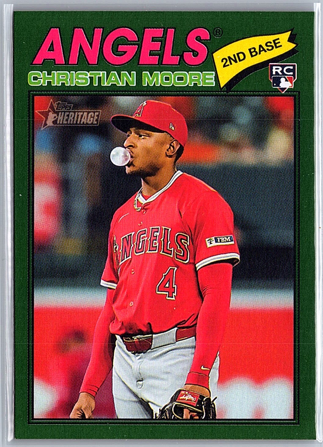 2026 Topps Heritage Christian Moore #249 Dark Green Los Angeles Angels