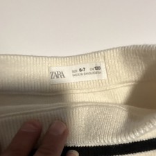 ZARA Girls A-Line Skirt Size 6-7 White Black Striped Short Patterned Fashion