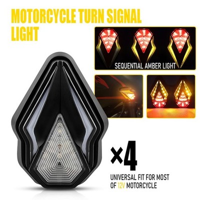 4X Mount Flush Motorcycle Amber Sequential Flowing LED Turn Signal Blinker Light