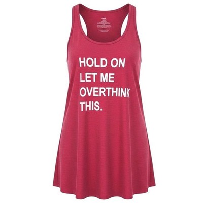 Secret Treasures Womens M Hold On Let Me Overthink This Cotton Red Neo Y2K