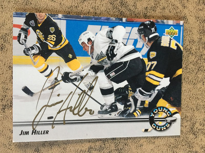 JIM HILLER RC 1992-93 UD Hky TTM Hard Signed YOUNG GUNS Autograph #560 Kings