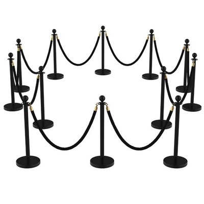 12Pcs Crowd Control Stanchion Stanchion Posts Queue with 10pcs 5 ft Velvet Rope