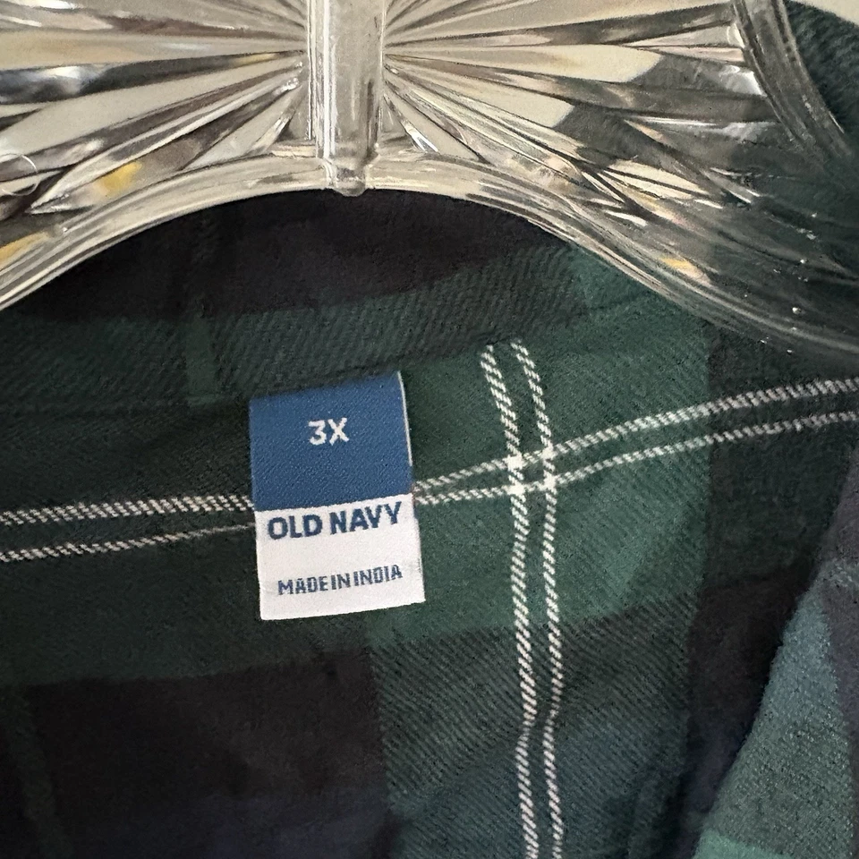 Antiguo conjunto de pijama de franela a juego azul marino tartán a cuadros talla 3X nuevo con etiquetas Foto 3 de 4