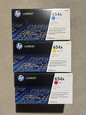 LOT OF 3  GENUINE HP CF331A/CF332A/CF333A  654A  Toner Cartridges New Sealed