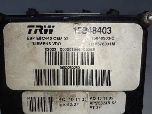 9660250280 ABS / S118676001M / 15848403 / 1993036 PER PEUGEOT 407 COUPE 2.7 HDI - Foto 4 di 10