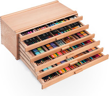 6 Drawer Wooden Pastel Storage Box Portable Organizer Box for Pastels, Pencils