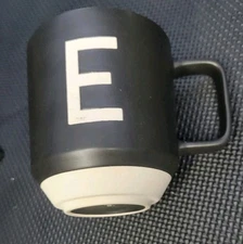 Project 62 Monogram “E” Coffee Mug – Black & White Stoneware – Initial Cup