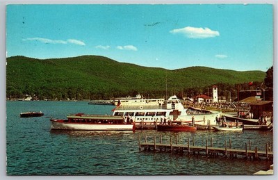 NY, Lake George, Excursion Boats, Docks, Vintage Postcard